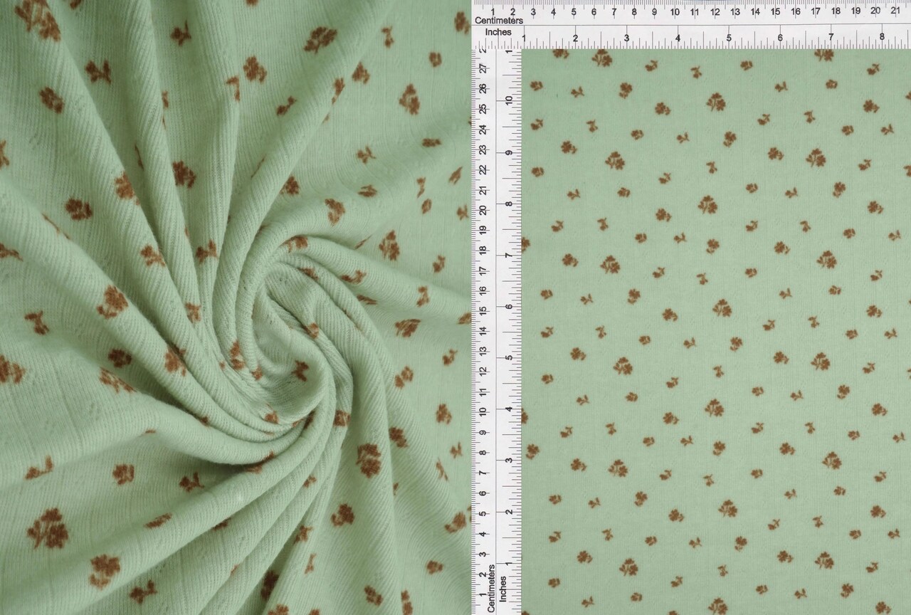 1 Yard Cotton Style Ditsy Pointelle Print Knit Fabric, 61/63″ Wide Polyester Spandex Blend